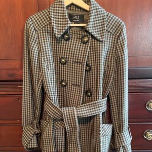 Green, brown plaid coat